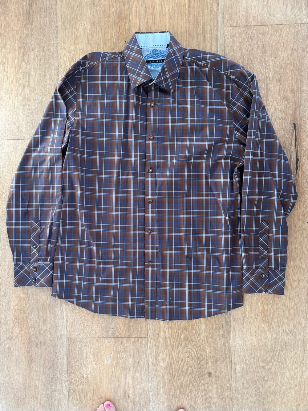Zagiri Classic Brown Plaid Men's Button-Down Shirt